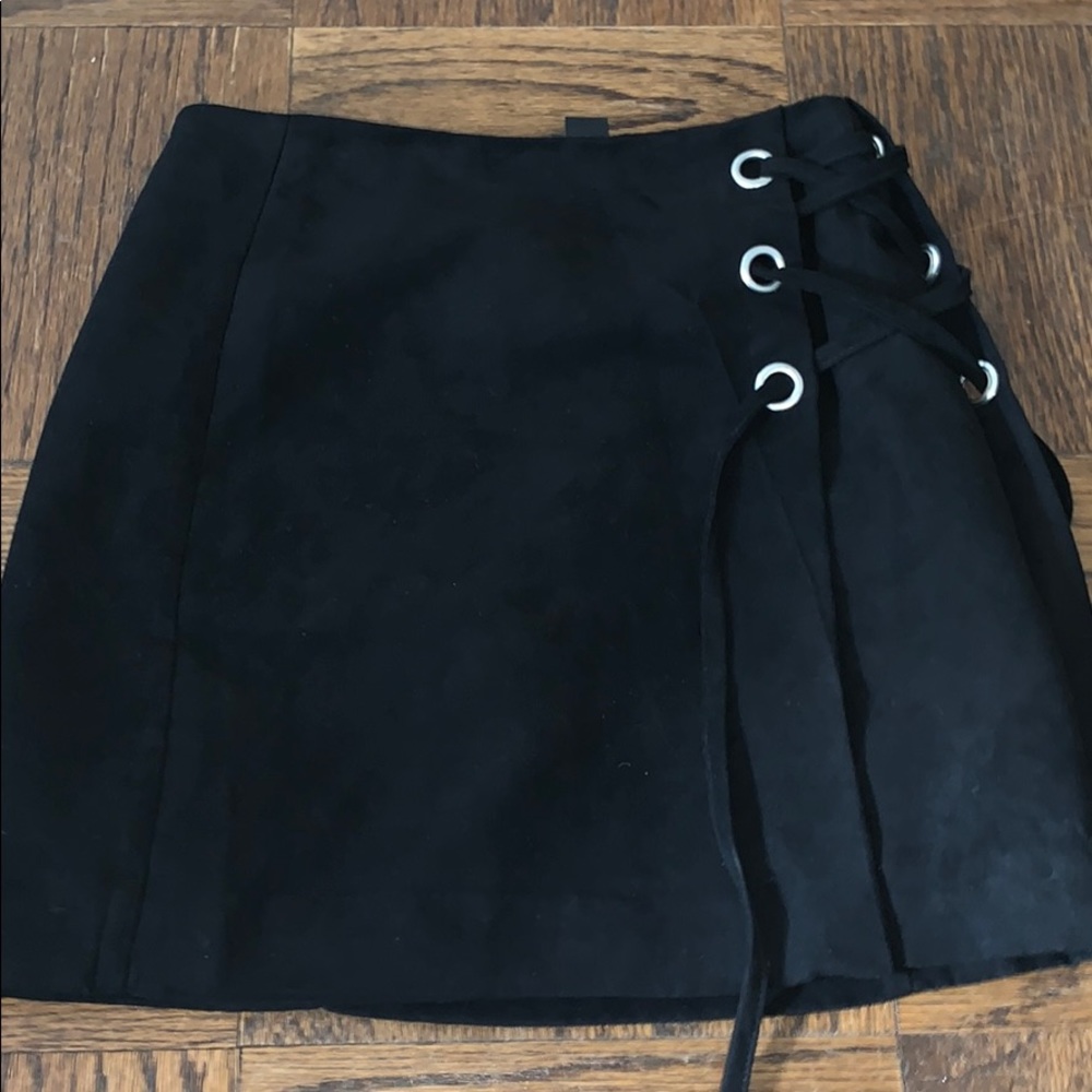 Black suede mini skirt